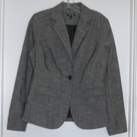 Apt.9 Blazer Suit Jacket in Multi-tone Gray Cotton Blend Classic Tailored Size 6 - Picture 1 of 8
